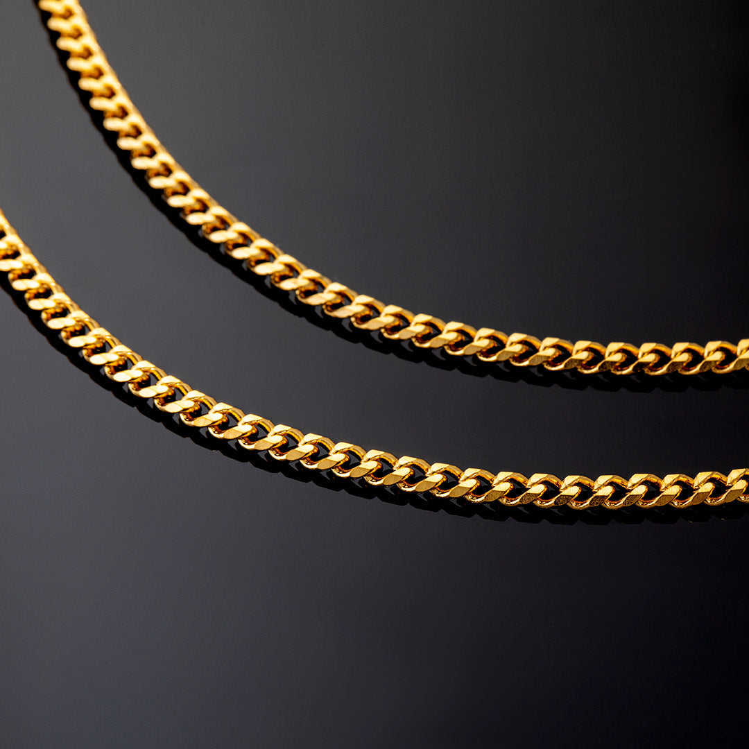 2.5mm Diamond-Cut Stainless Steel Cuban Chain in Gold