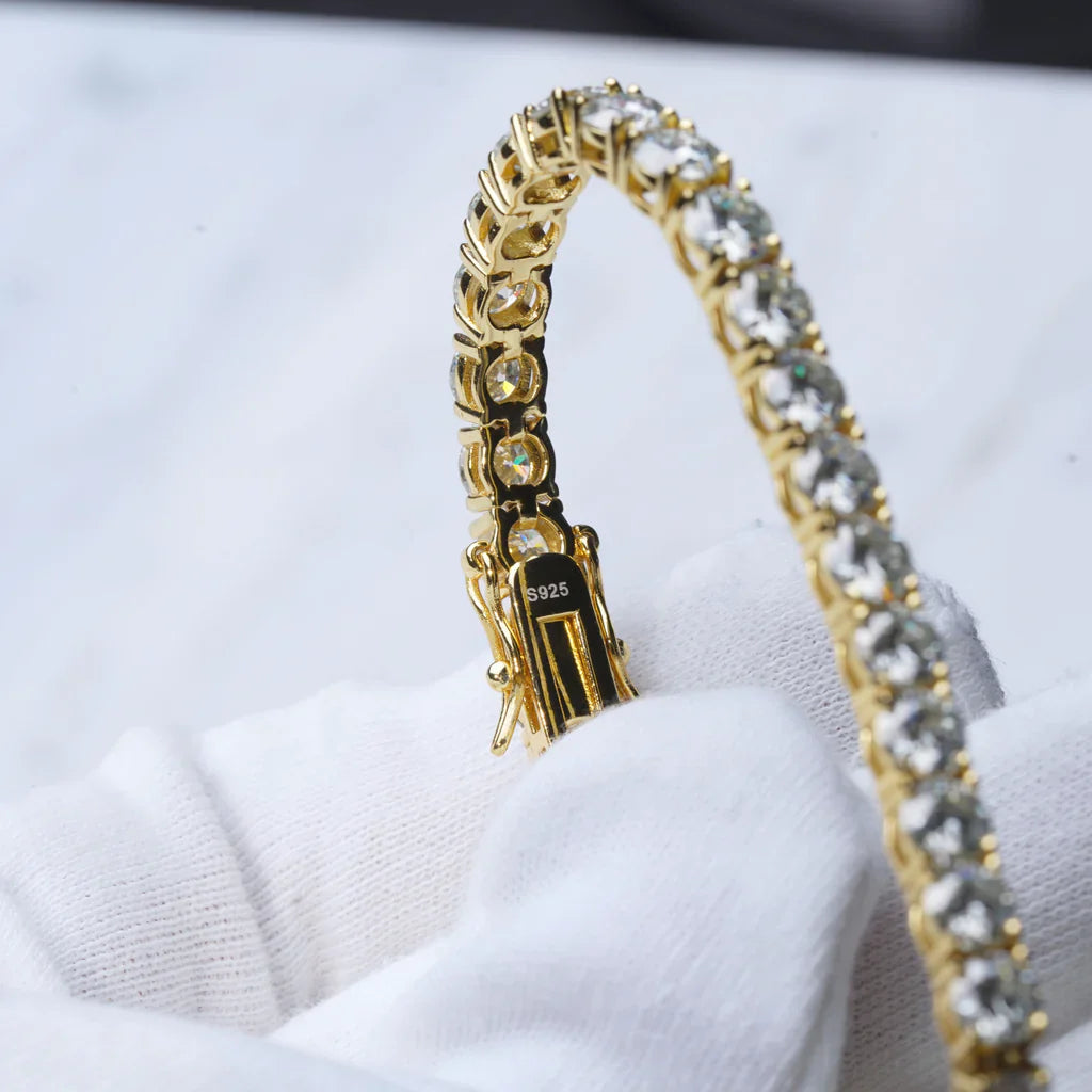 4MM 925S & VVS Moissanite Tennis Bracelet 18K Gold