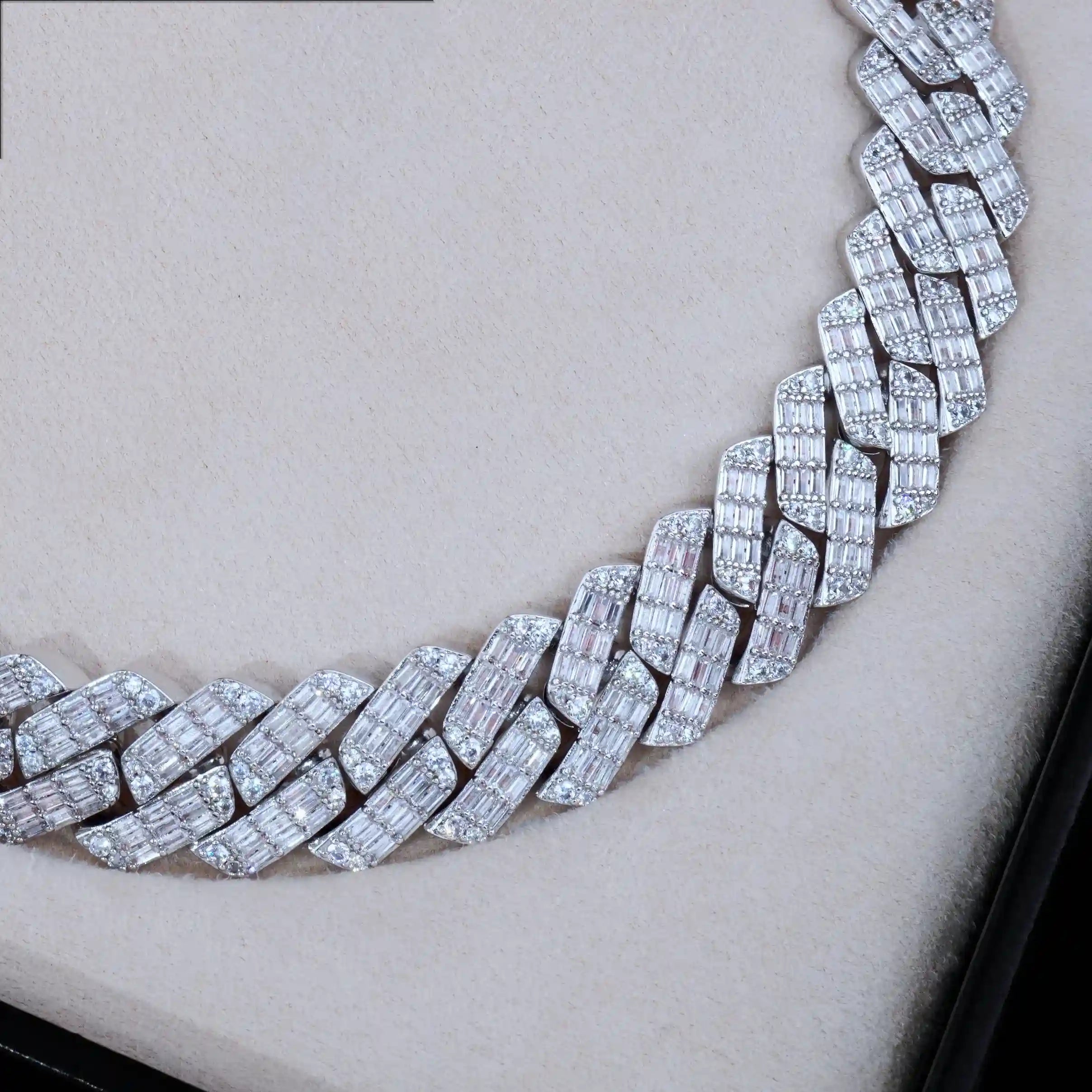 20mm Full Baguette Prong Cuban Chain