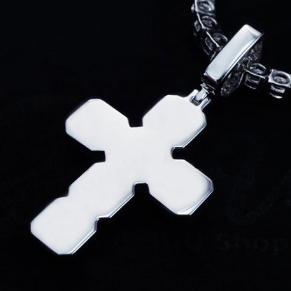 8.0 Carat VVS Moissanite Gemstone Cross Necklace In White Gold