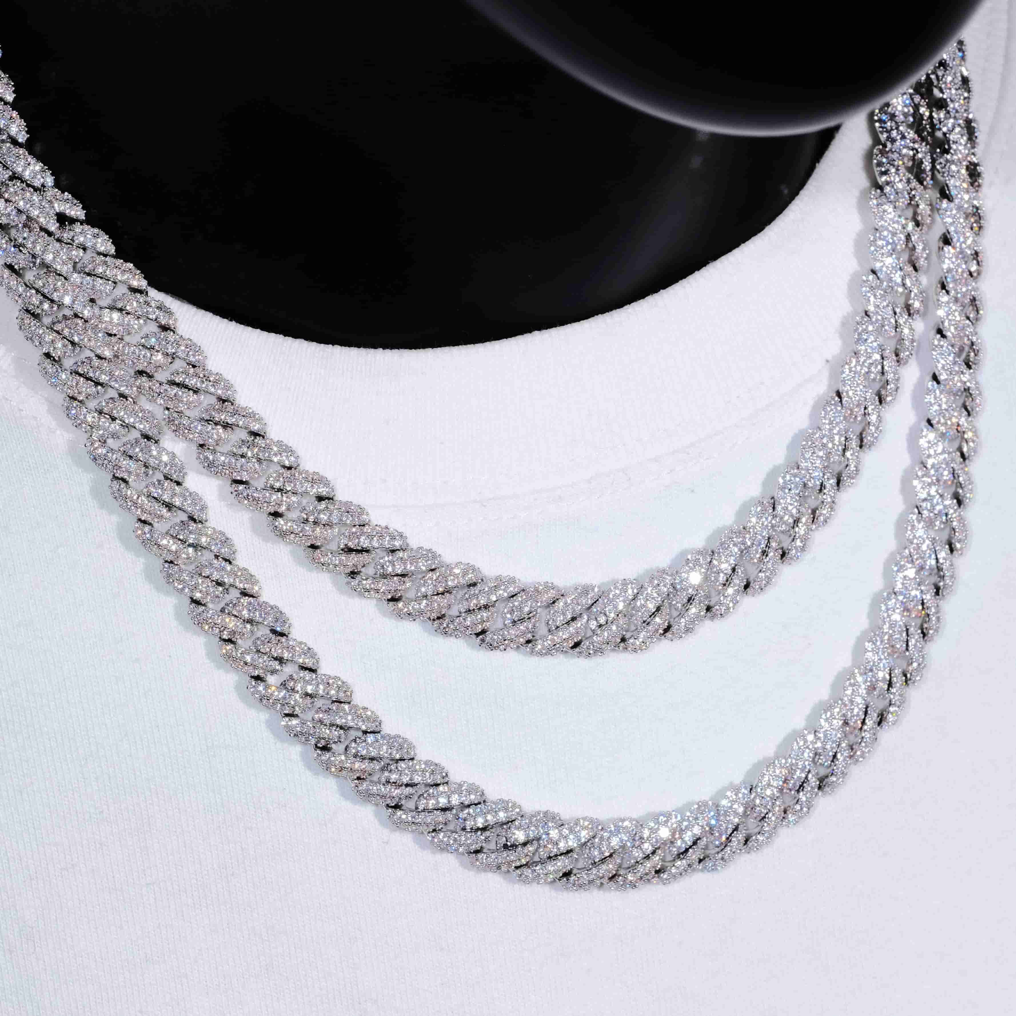 Cuban Link Chain in White Gold/18K Gold - 10mm