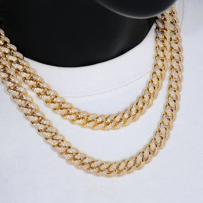 Diamond Iced Cuban Chain in Yellow Gold - 12mm