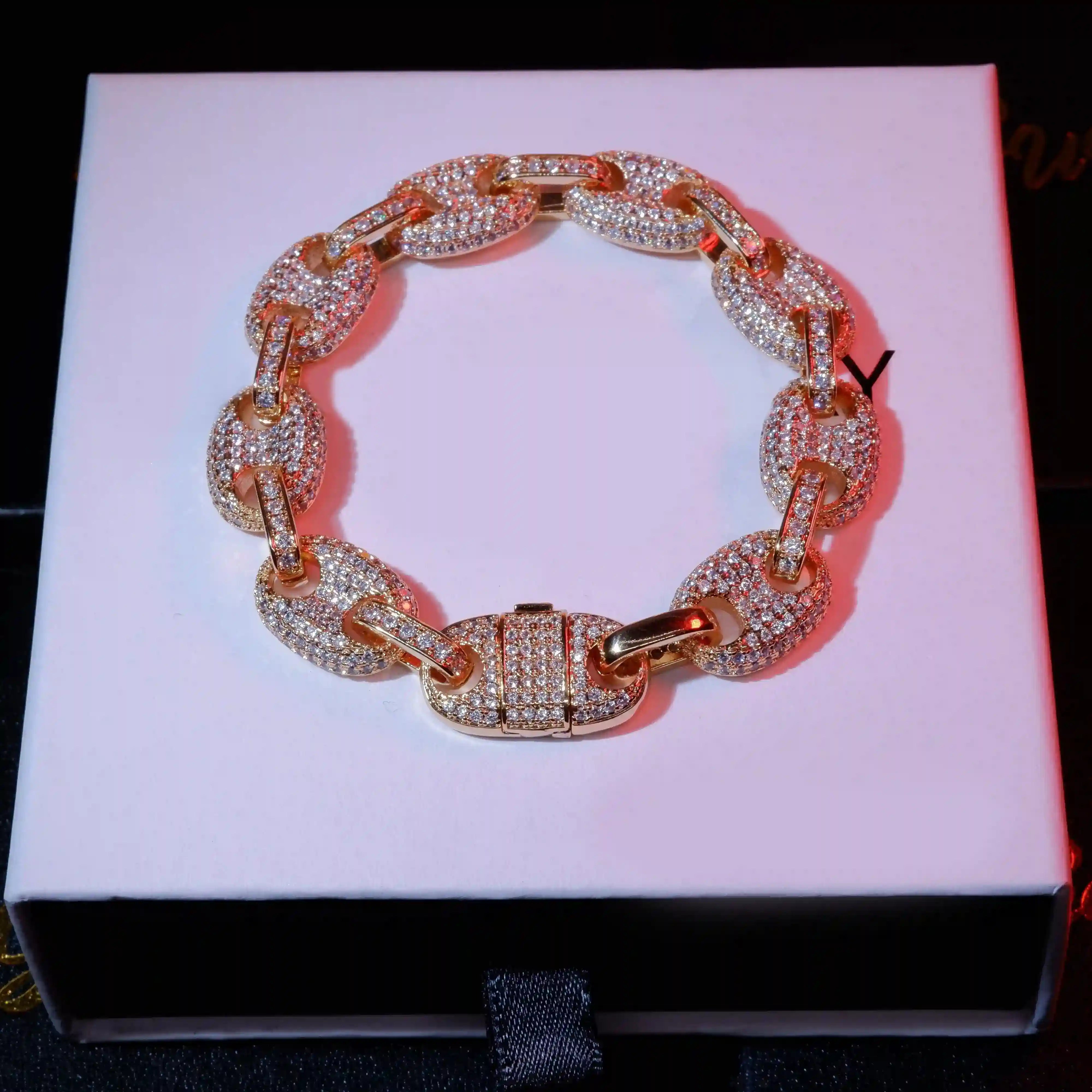 18K Gold-Plated Solid Coffee Beans Link Bracelet