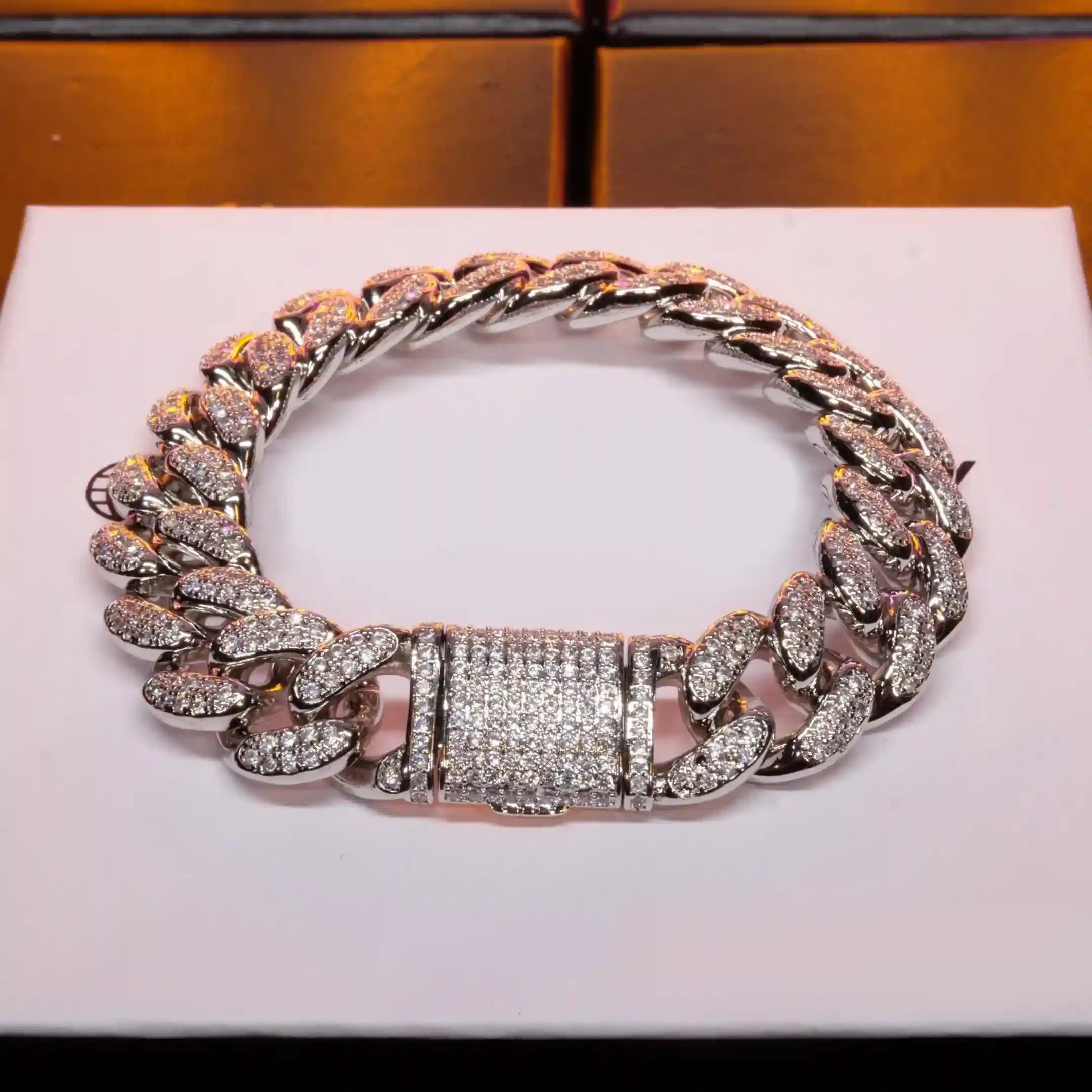 Classic Miami Cuban Link Bracelet in White Gold - 13mm