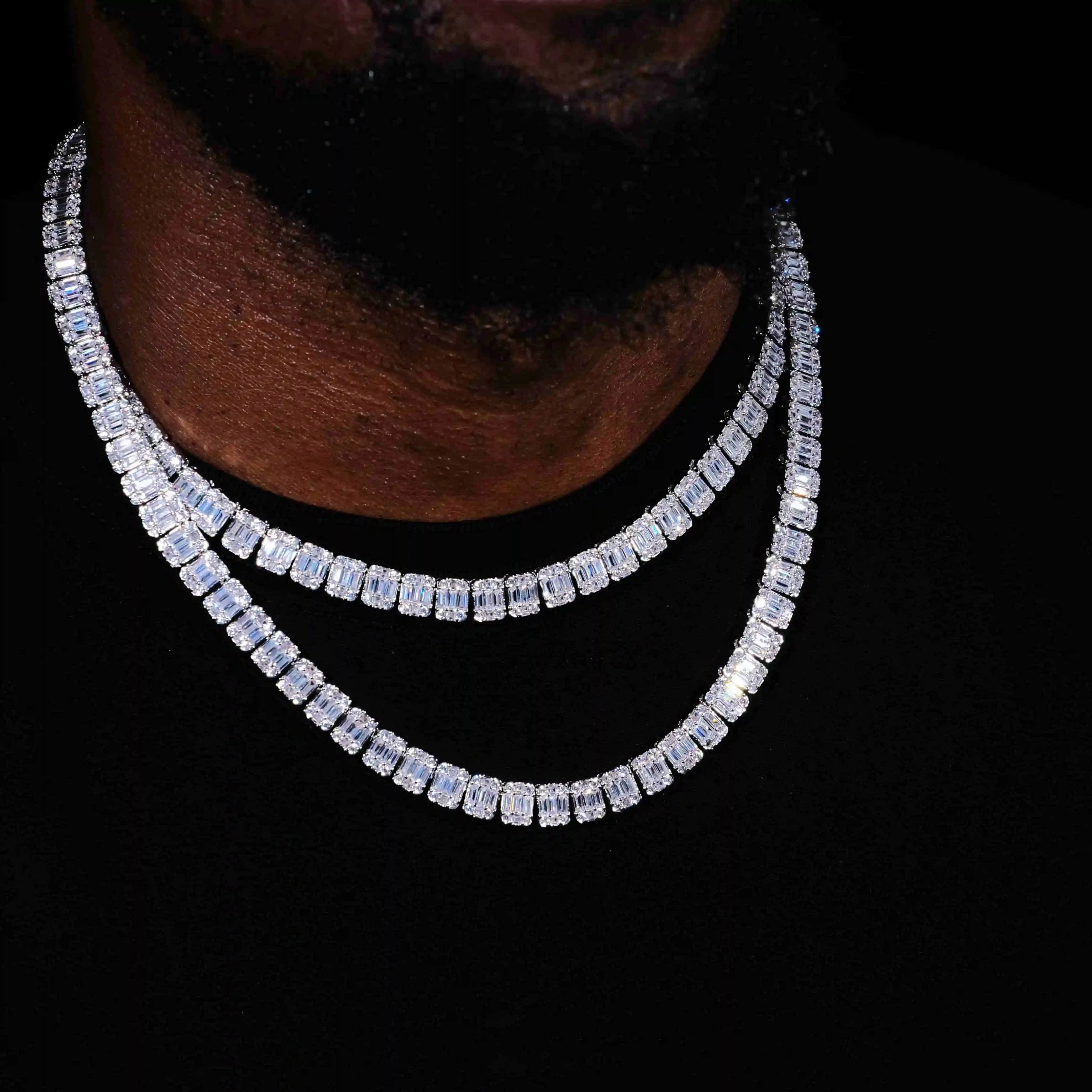8mm Iced Square Baguette Tennis Chain