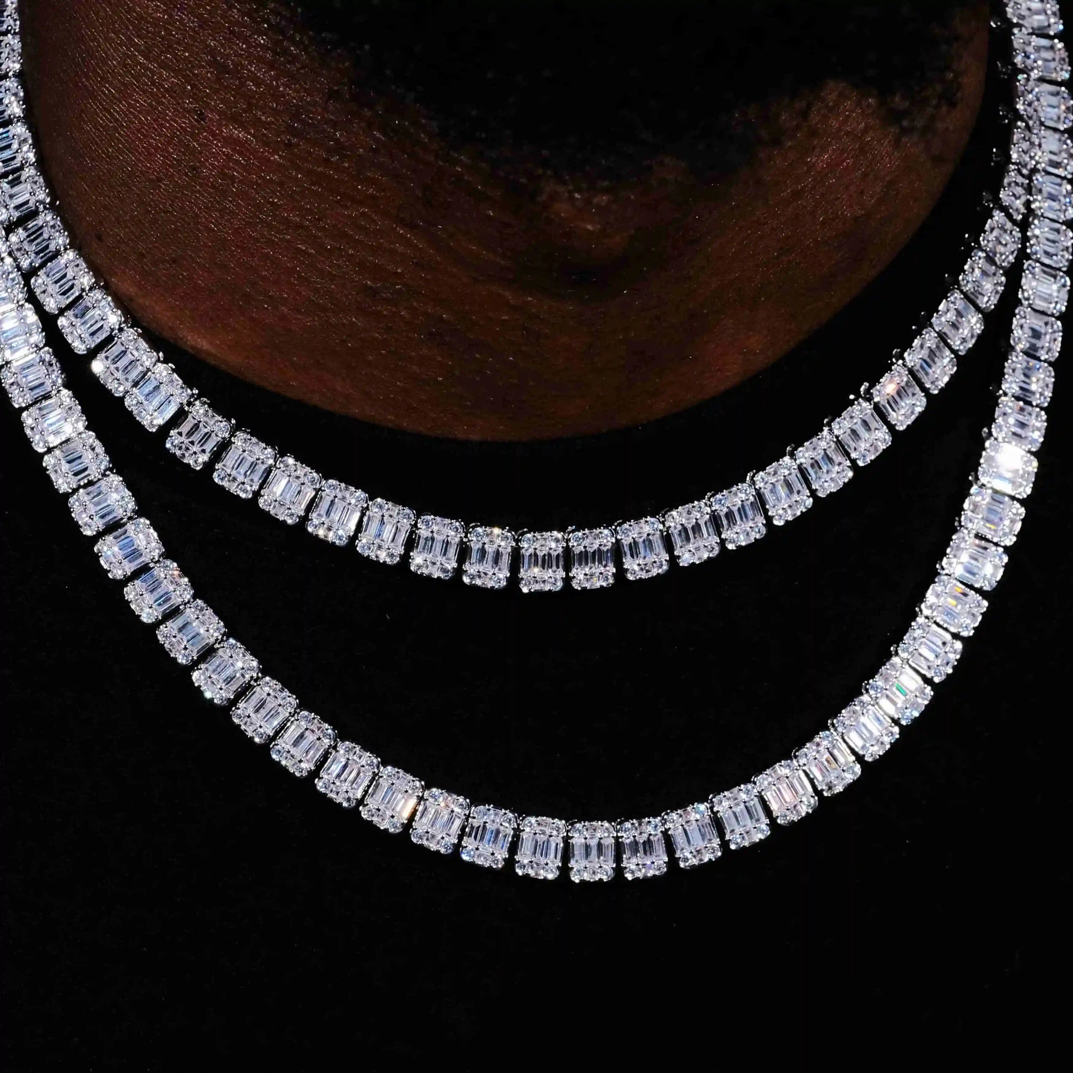 8mm Iced Square Baguette Tennis Chain