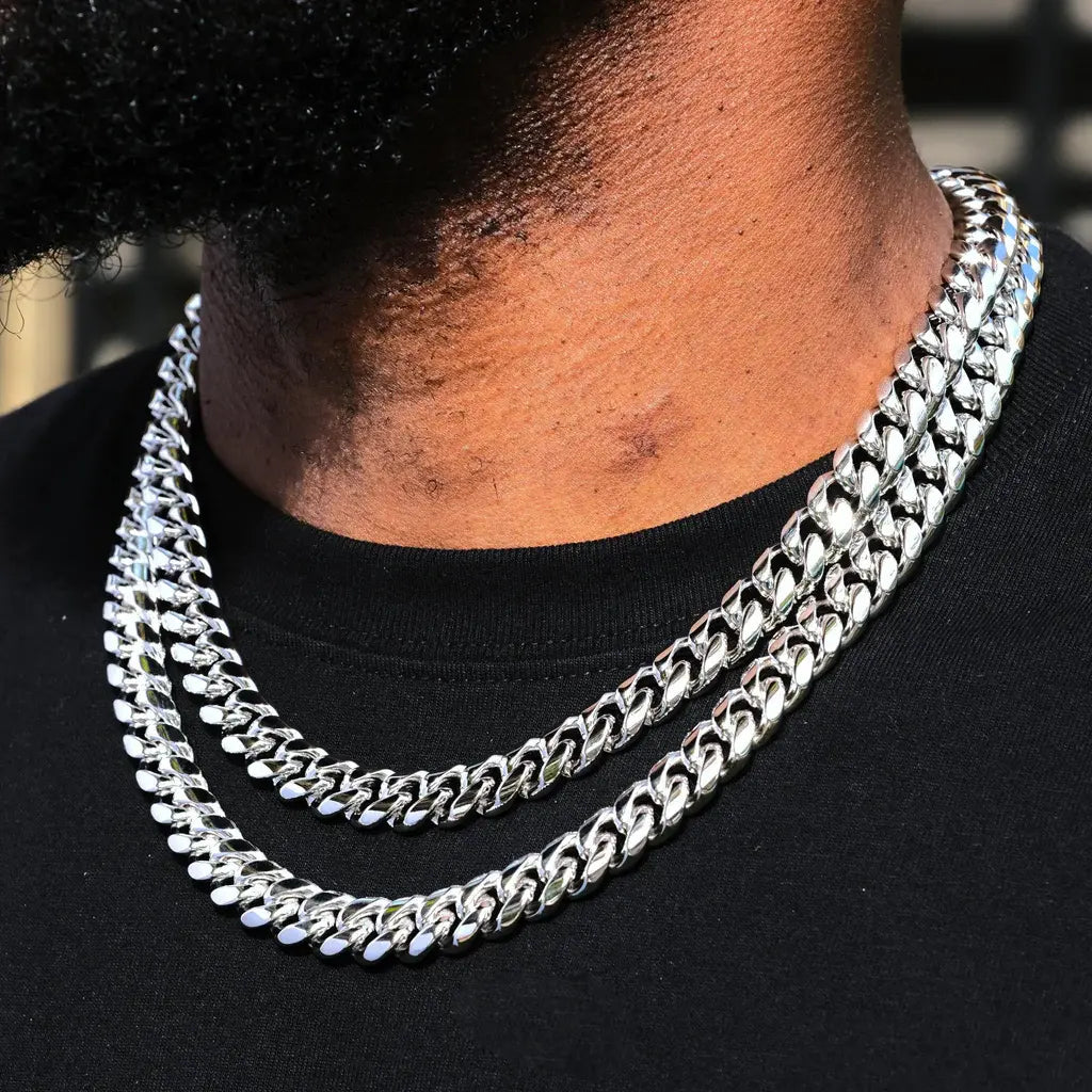 [Box Clasp]Classic Miami Cuban White Gold - 12mm