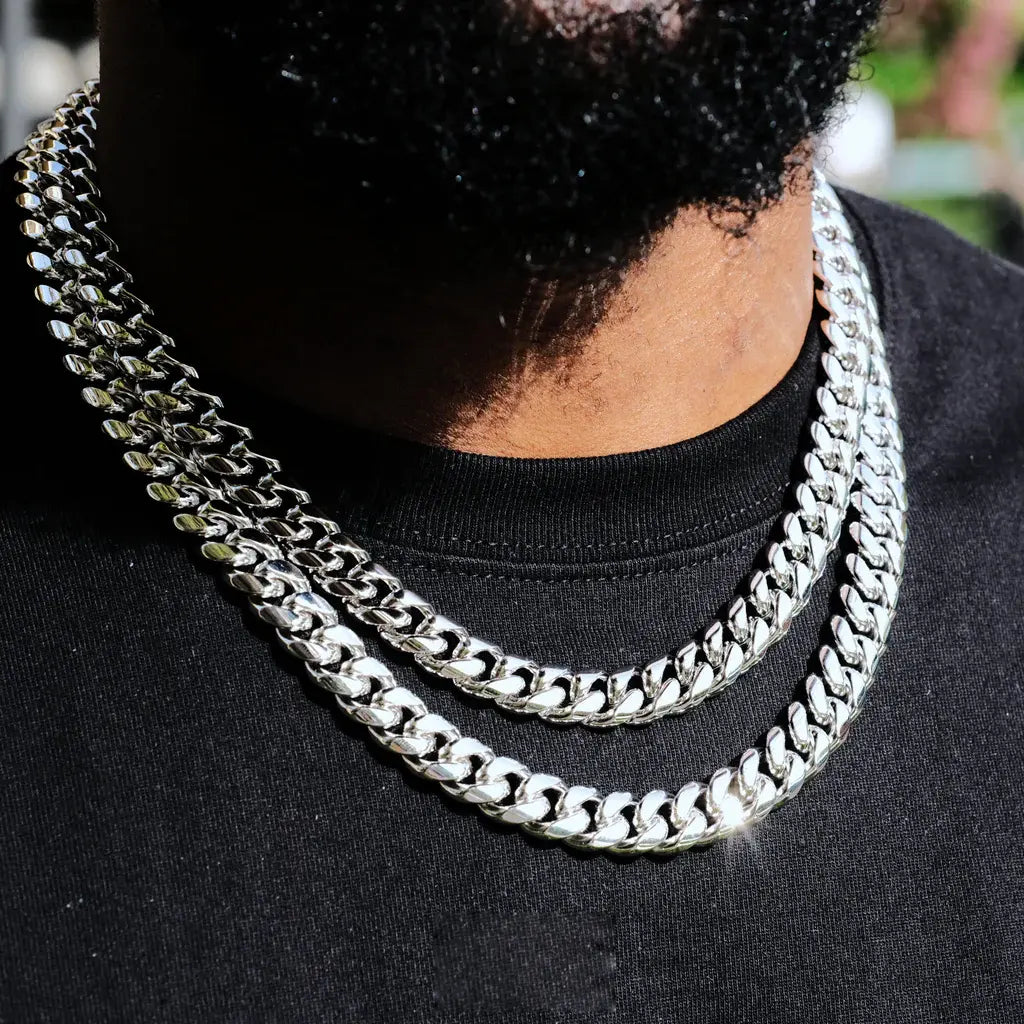 [Box Clasp]Classic Miami Cuban White Gold - 12mm