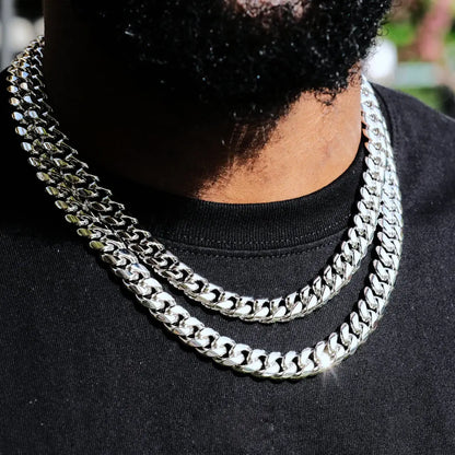 [Box Clasp]Classic Miami Cuban White Gold - 12mm