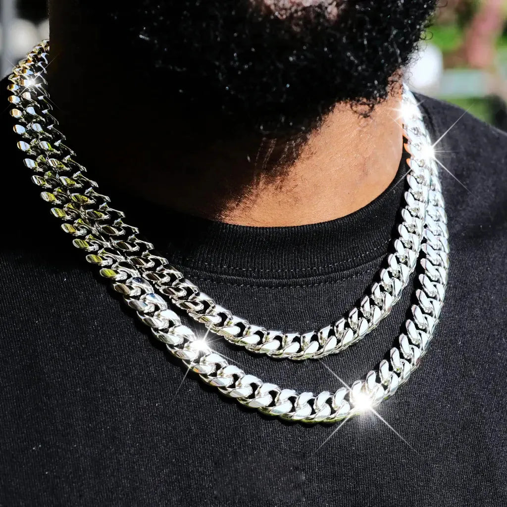 [Box Clasp]Classic Miami Cuban White Gold - 12mm