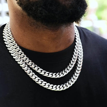 [Box Clasp]Classic Miami Cuban White Gold - 12mm