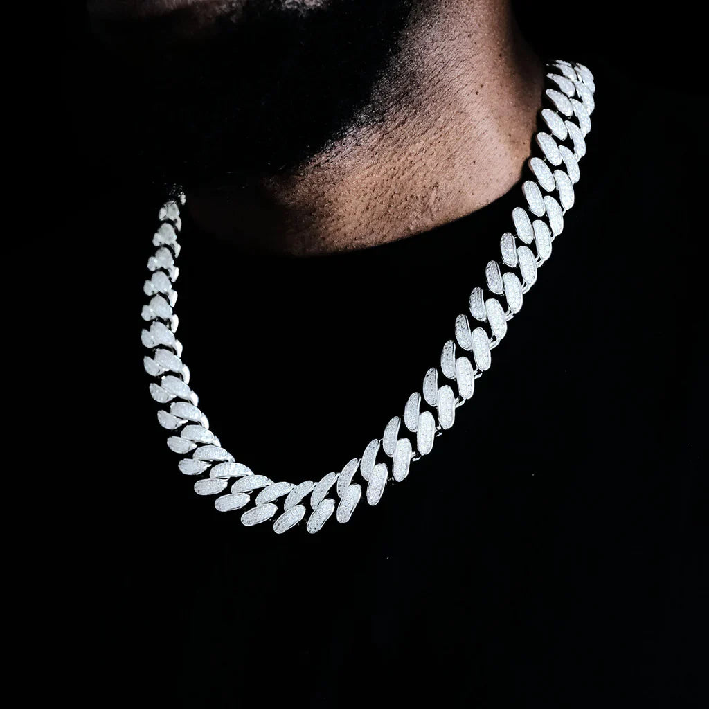 Iced Cuban Link Choker (19mm) in White Gold