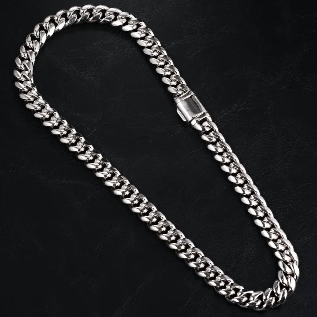 [Box Clasp]Classic Miami Cuban White Gold - 12mm