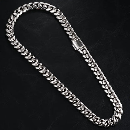 [Box Clasp]Classic Miami Cuban White Gold - 12mm