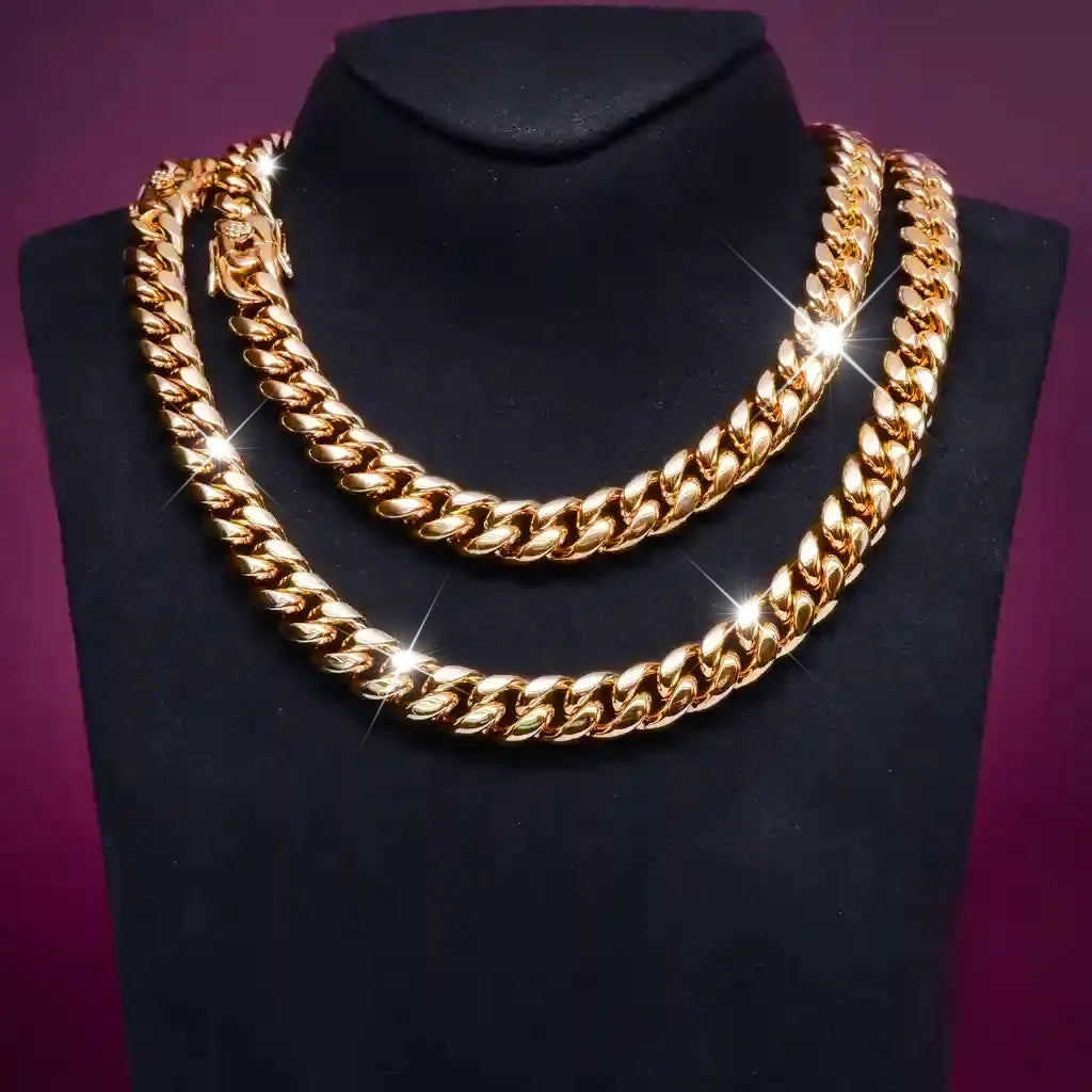 12mm 18K Gold-Plated Classic Miami Cuban Link
