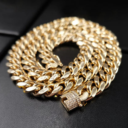 CUBAN LINK CHAIN IN YELLOW GOLDPLATED -10MM