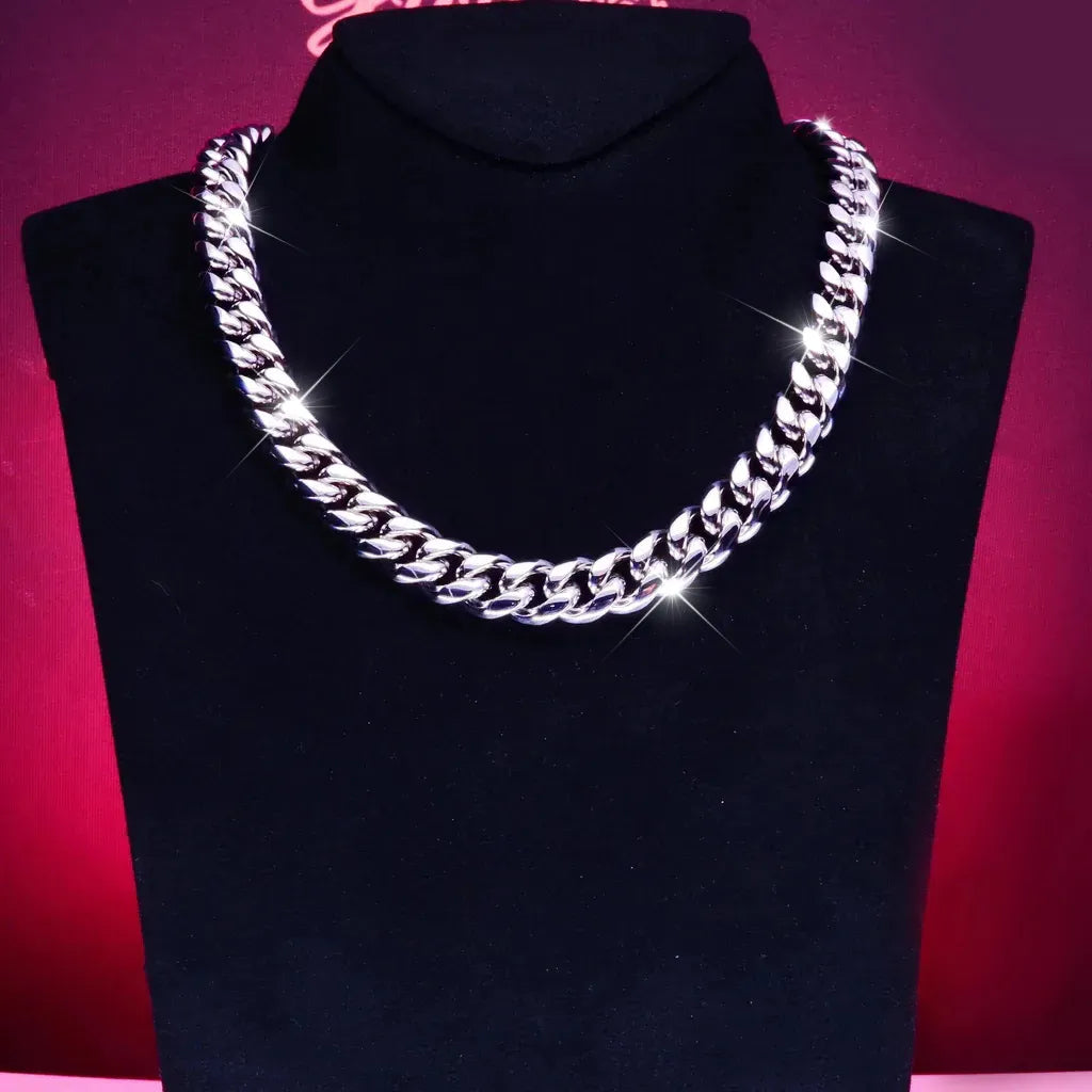 12mm 18K WhiteGold-Plated Classic Miami Cuban Link