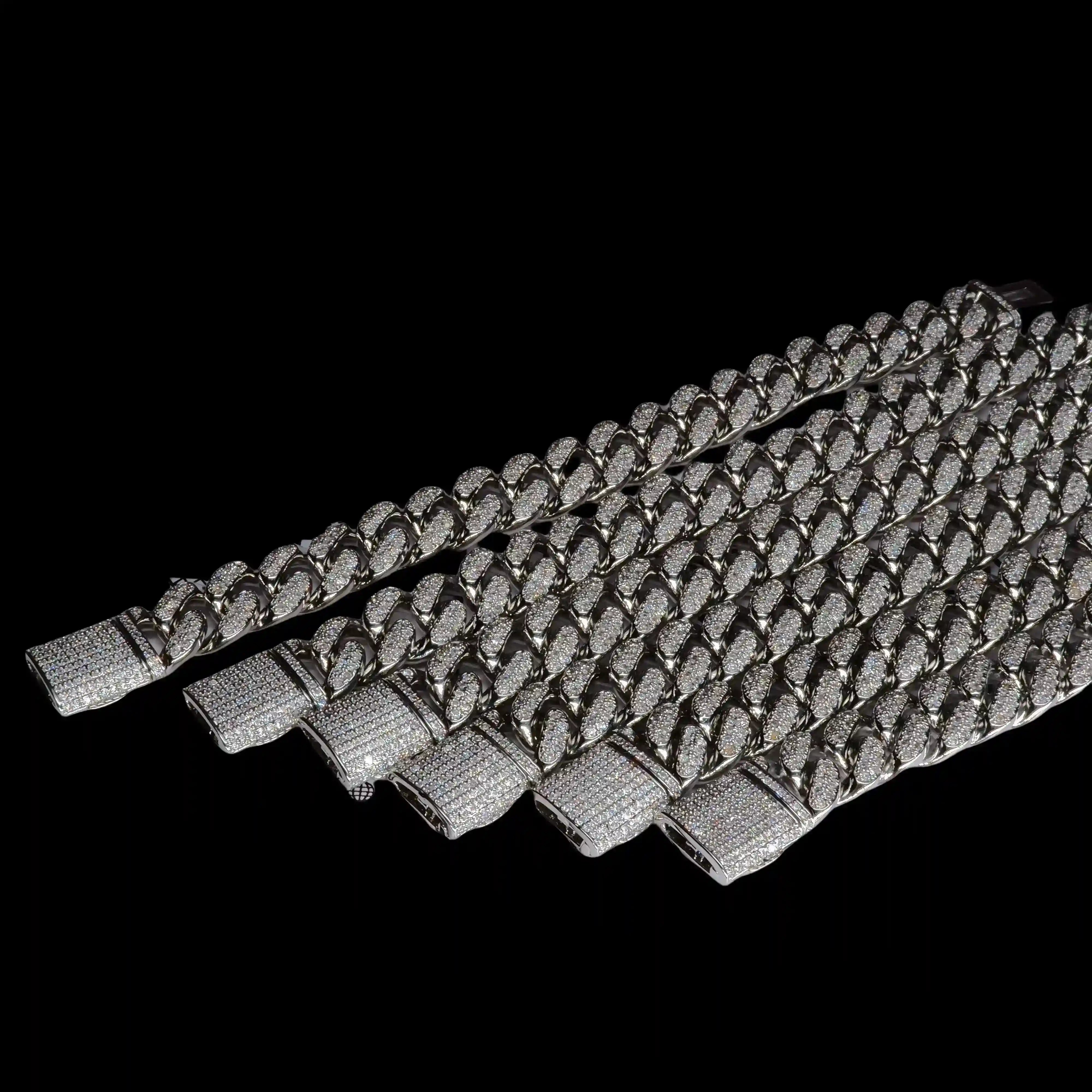 Classic Miami Cuban Link Bracelet in White Gold - 13mm