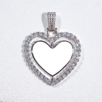 3D SPINNING 2-FACED HEART CUSTOM PICTURE PENDANT