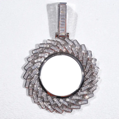 LARGE 3D RECTANGULAR T CUBIC Zirconia Custom Picture Pendant
