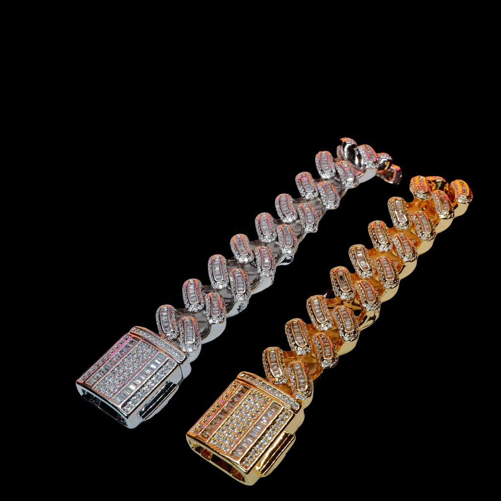 18k Gold-Plated Baguette Iced Bracelet - 15mm