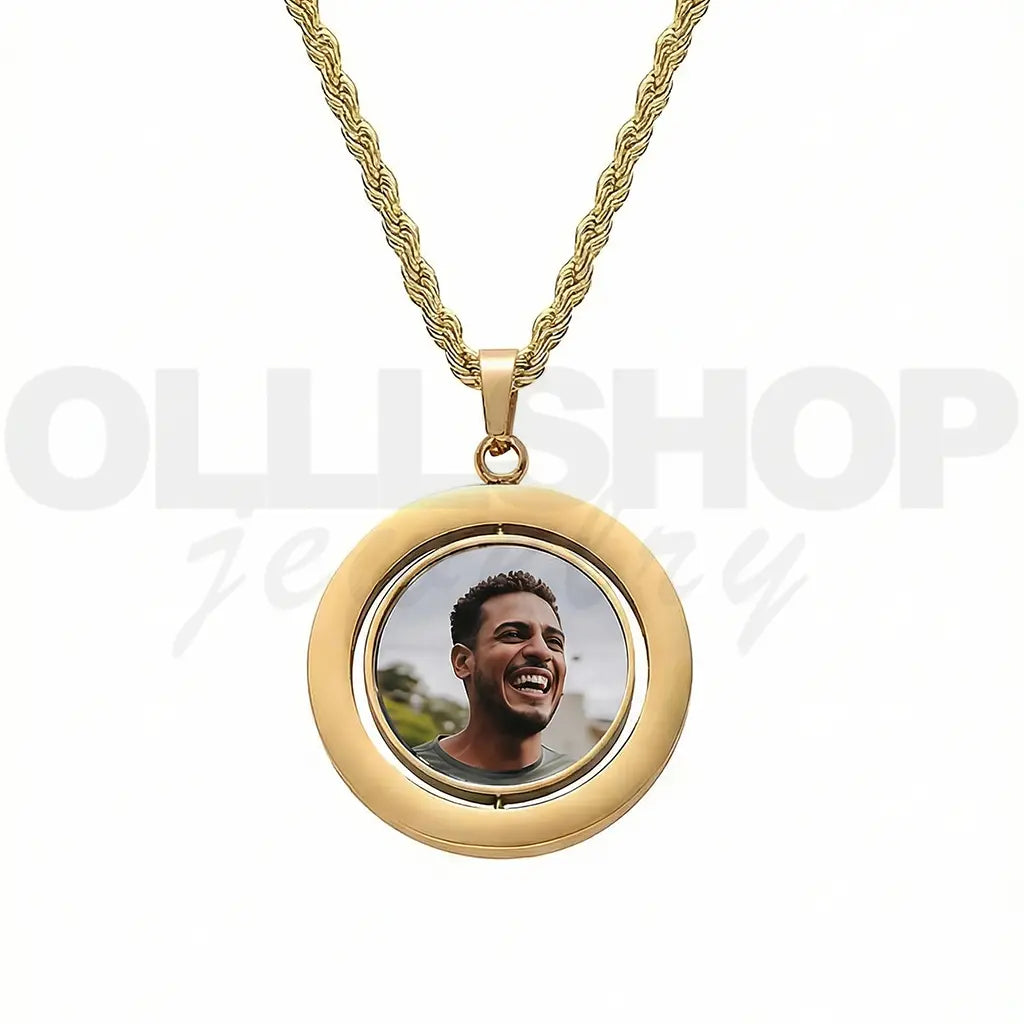 Double-Sided Rotating Photo Necklace