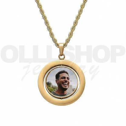 Double-Sided Rotating Photo Necklace