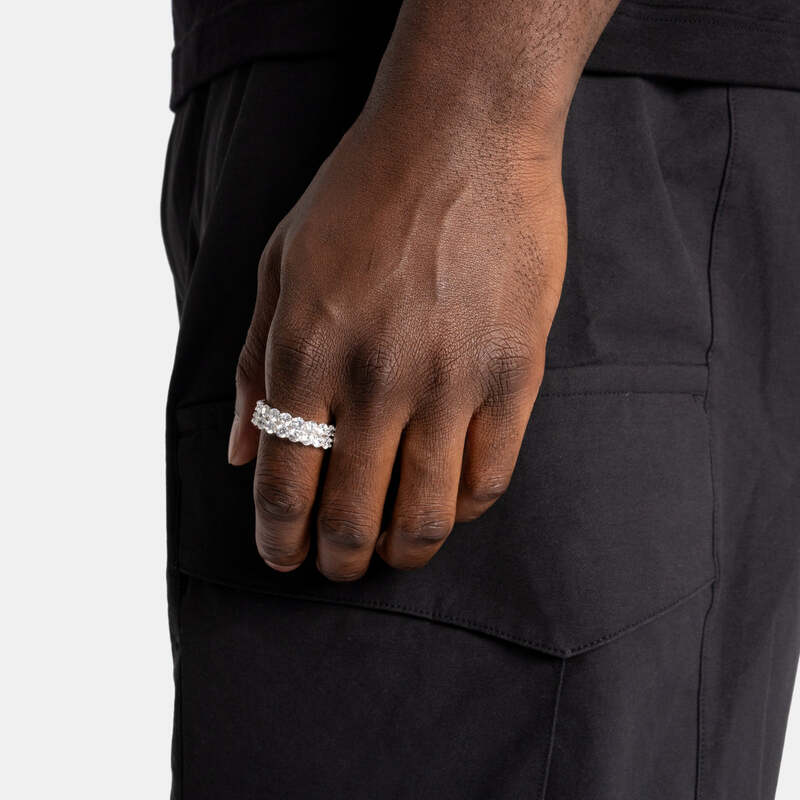 S925 Double Tennis Ring In White Gold - 7mm