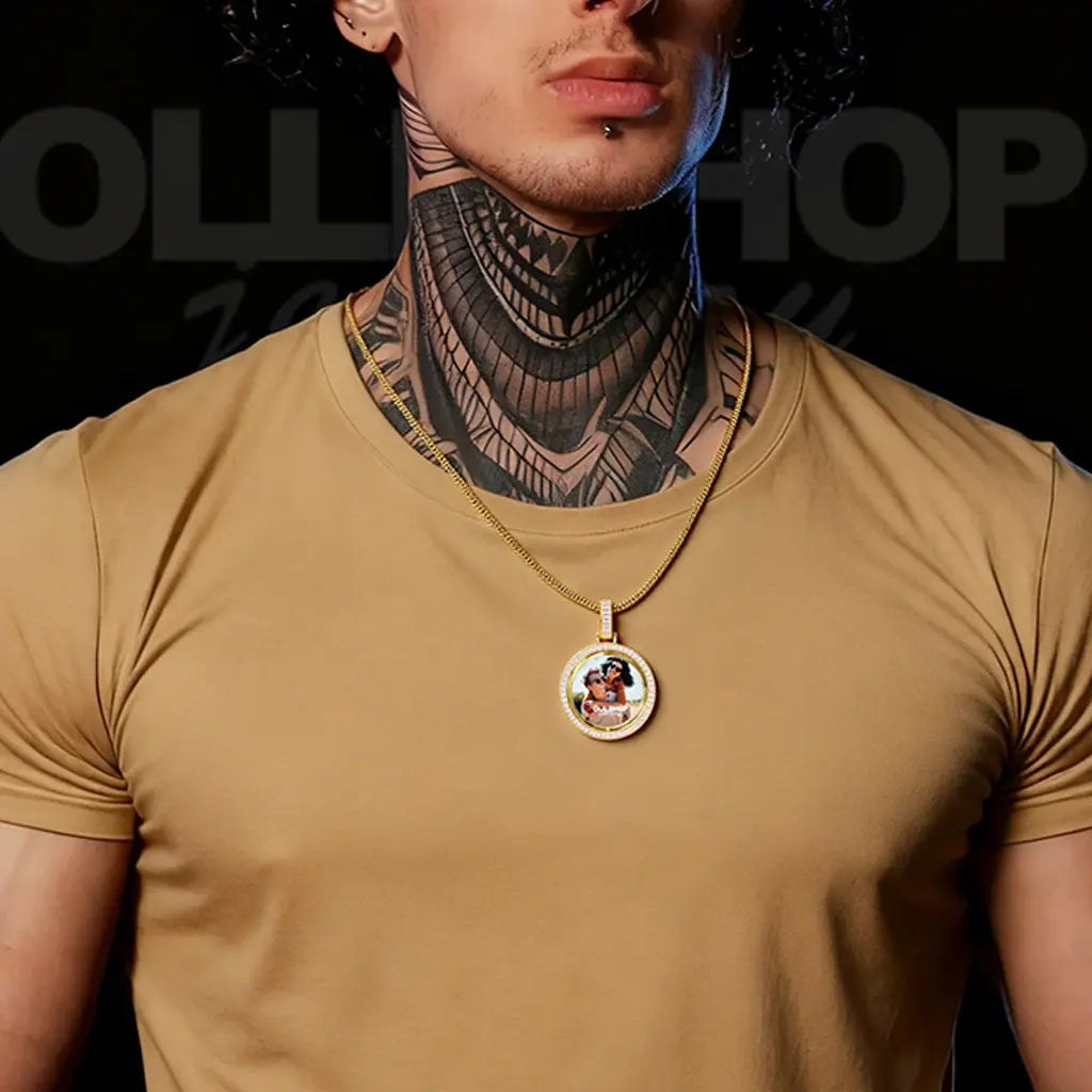 Eternal Spin T-Shaped Diamond Custom Photo Necklace