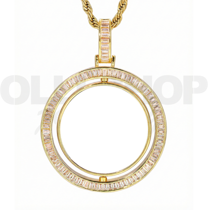 Eternal Spin T-Shaped Diamond Custom Photo Necklace