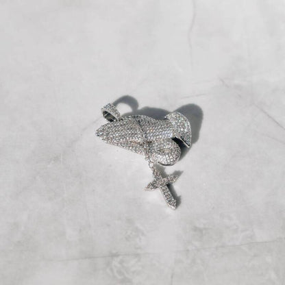Faithful Hands Cross Pendant in White Gold