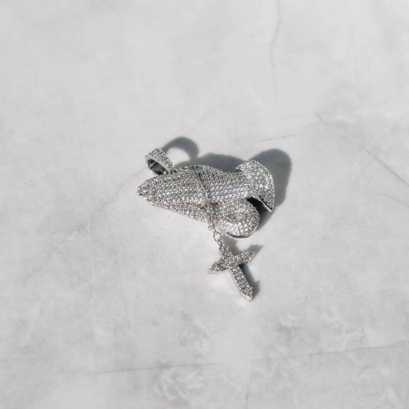 Faithful Hands Cross Pendant in White Gold