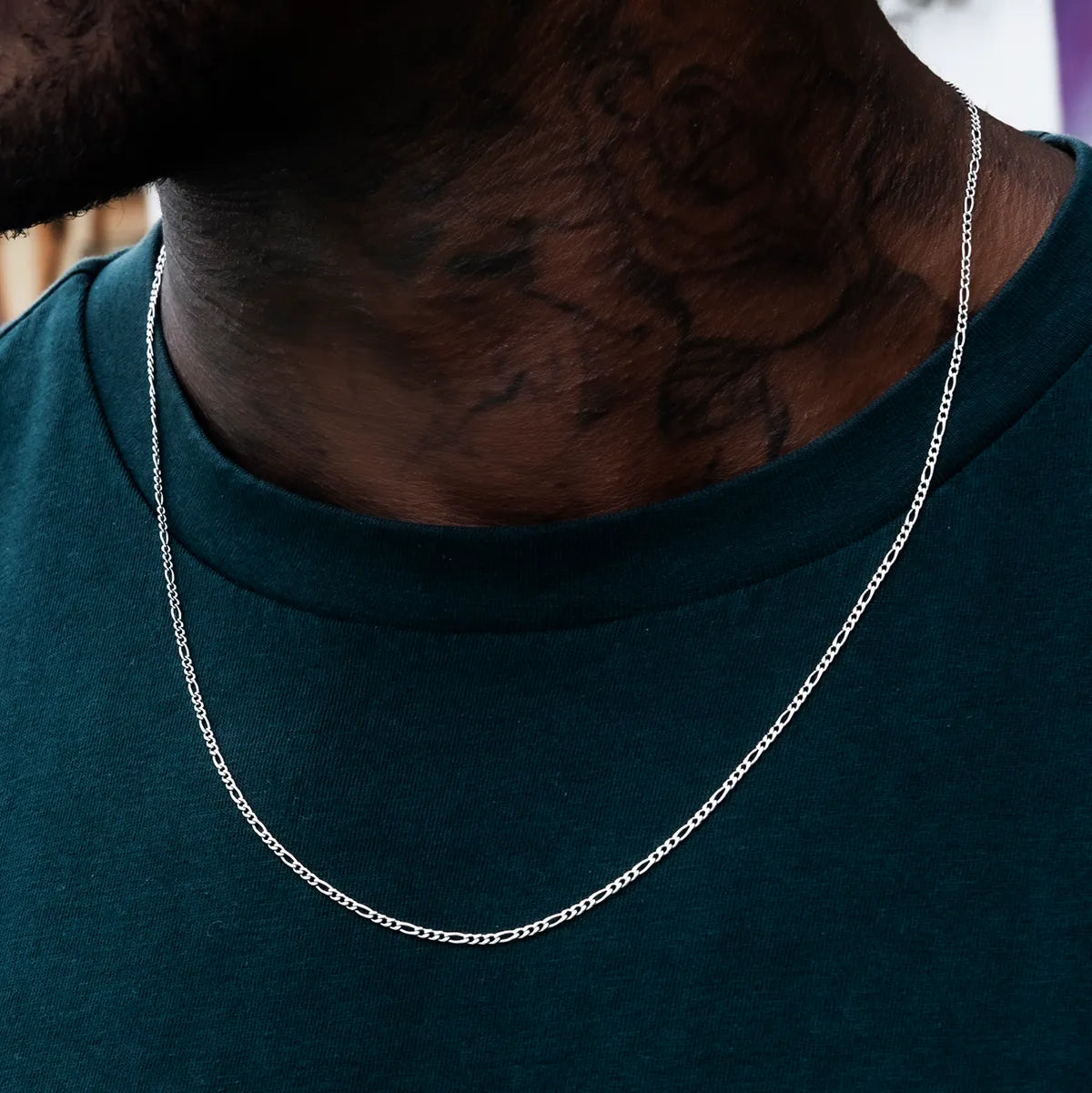 Figaro Chain in White Gold- 2mm