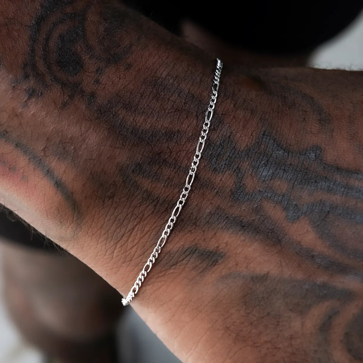 2mm figaro bracelet in white gold minimalist jewelry for men