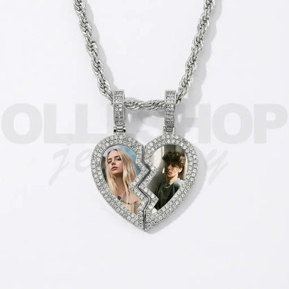 Forever Split Heart Photo Pendant