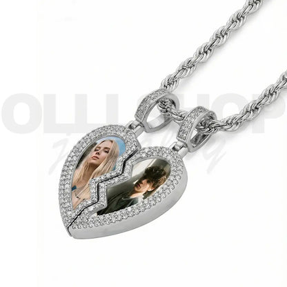 Forever Split Heart Photo Pendant