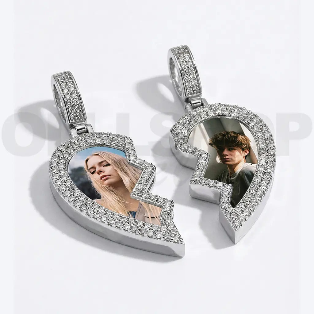 Forever Split Heart Photo Pendant