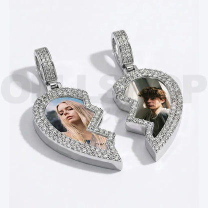 Forever Split Heart Photo Pendant