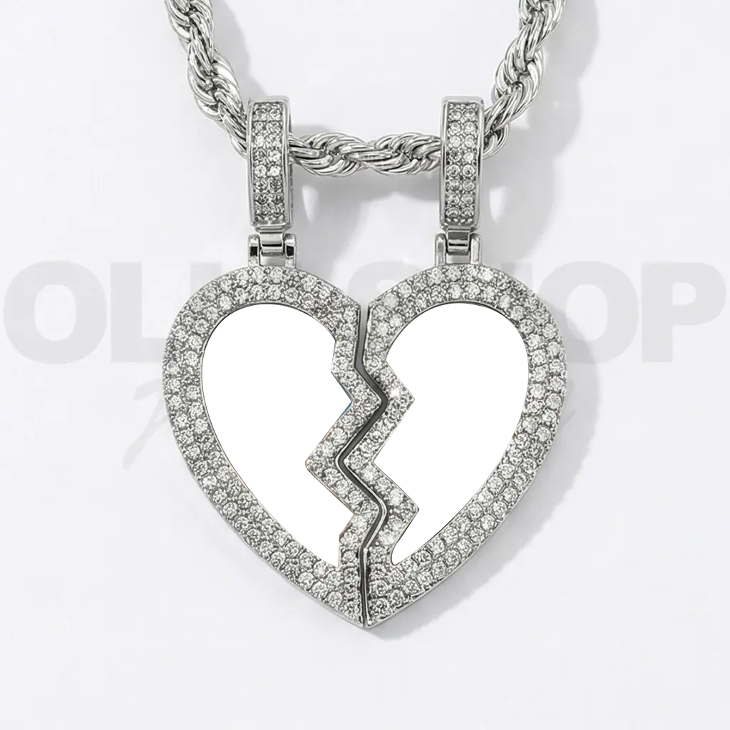 Forever Split Heart Photo Pendant