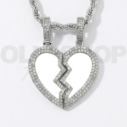 Forever Split Heart Photo Pendant