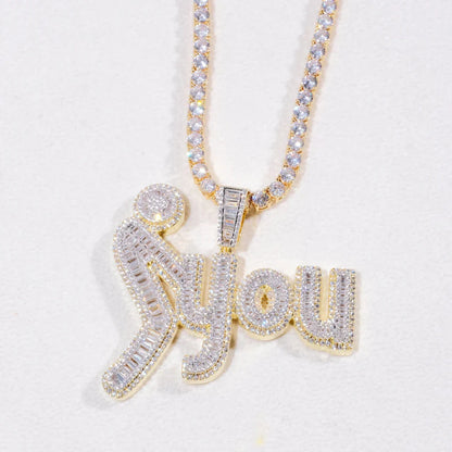 Fxxk You Baguette Two-Layer Iced Necklace