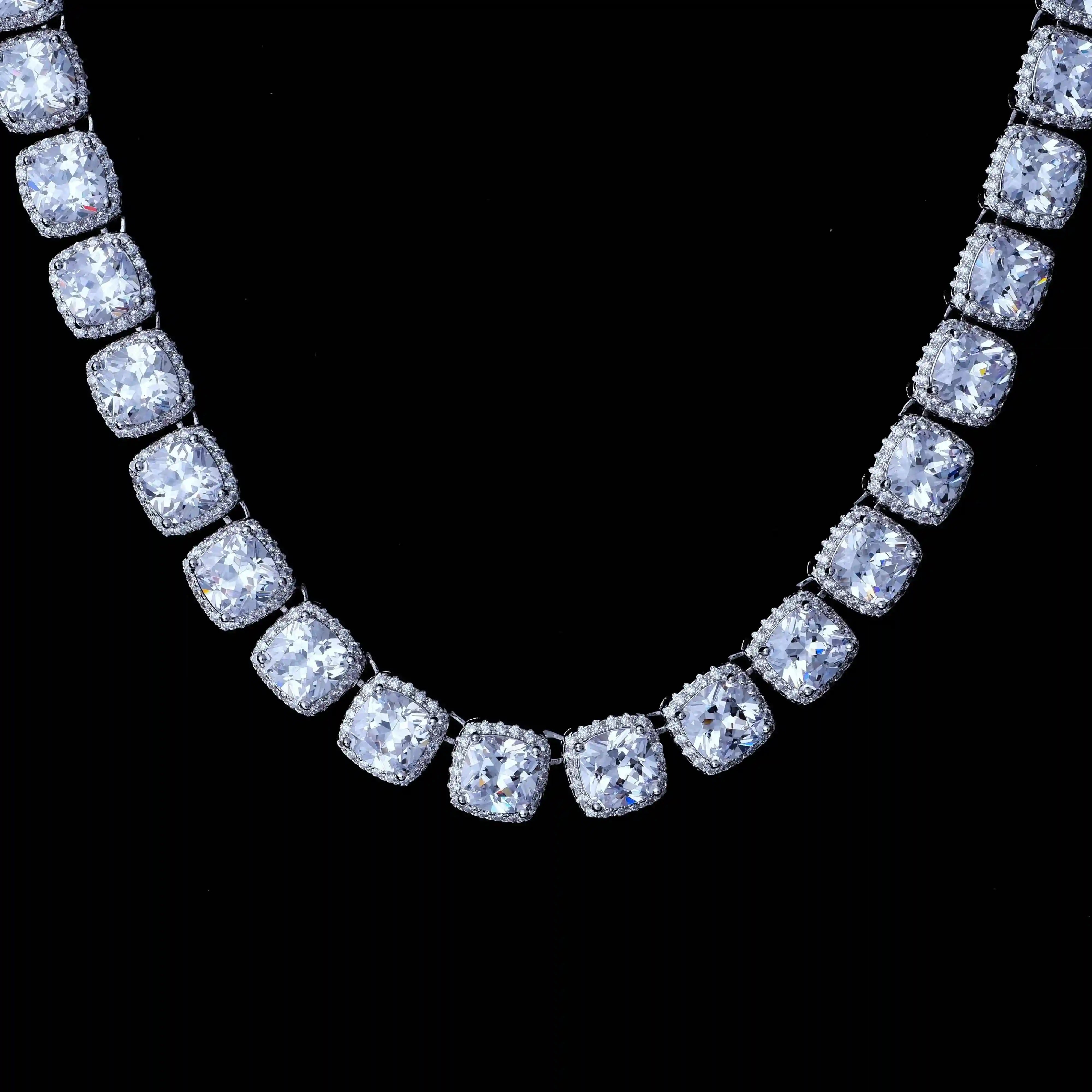 Glacier Clustered Tennis Chain in White Gold