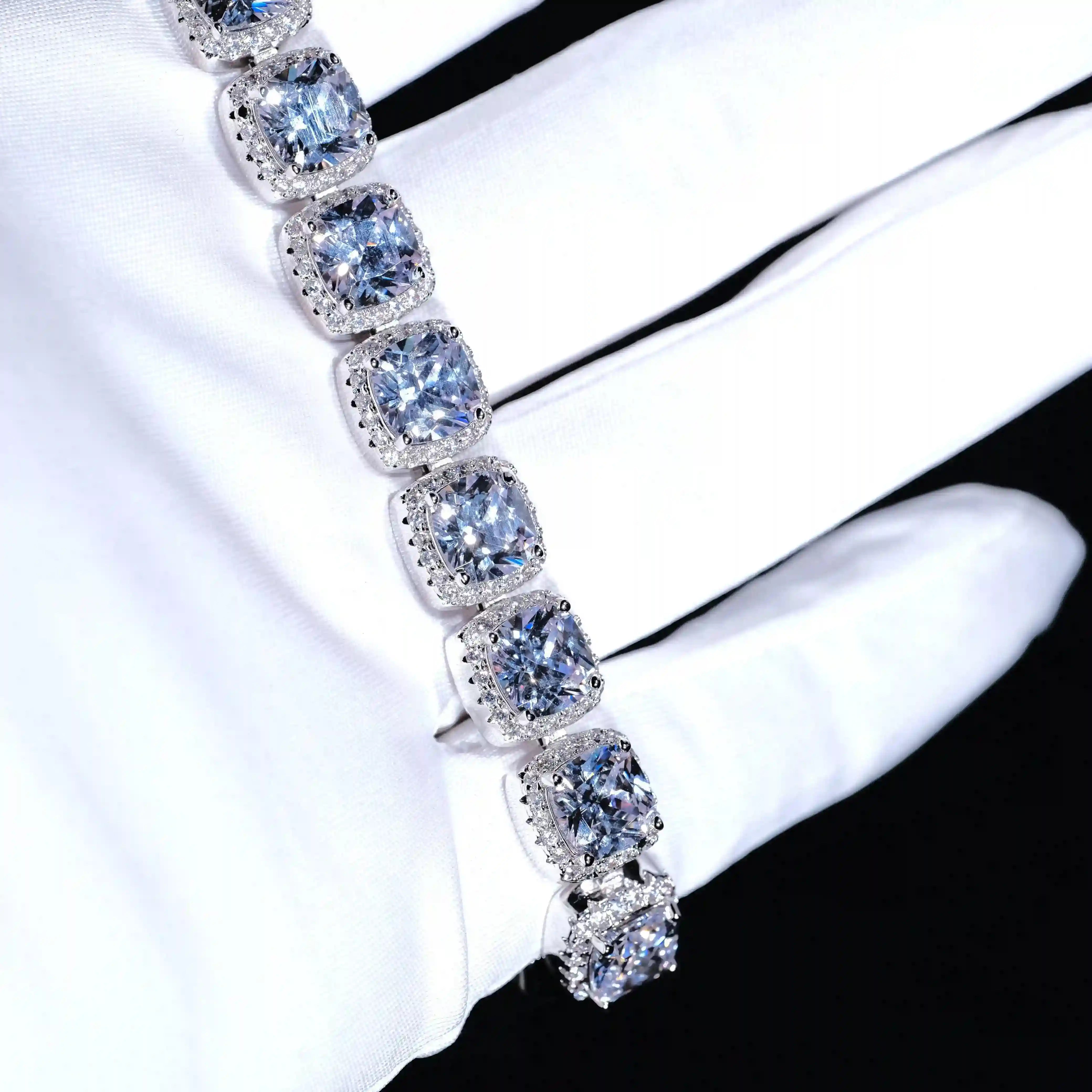 Glacier Clustered Tennis Bracelet in White Gold