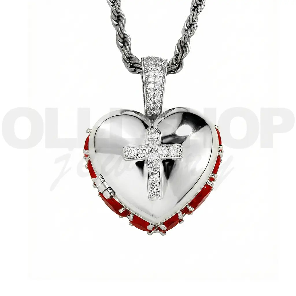 Gold & Silver Cross Heart Memory Locket