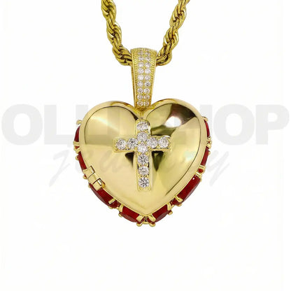 Gold & Silver Cross Heart Memory Locket