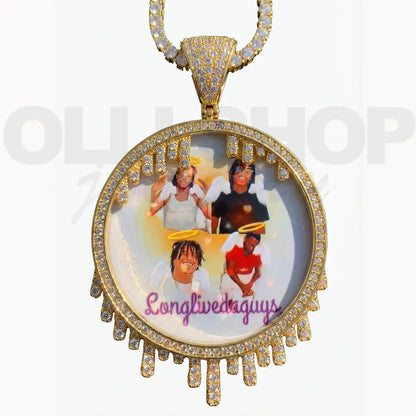Golden Drip Frame Personalized Photo Necklace