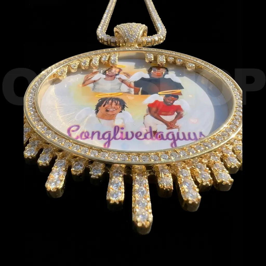 Golden Drip Frame Personalized Photo Necklace