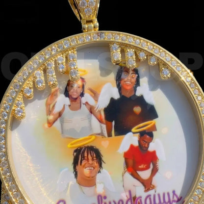 Golden Drip Frame Personalized Photo Necklace