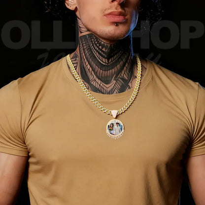 Golden Drip Frame Personalized Photo Necklace