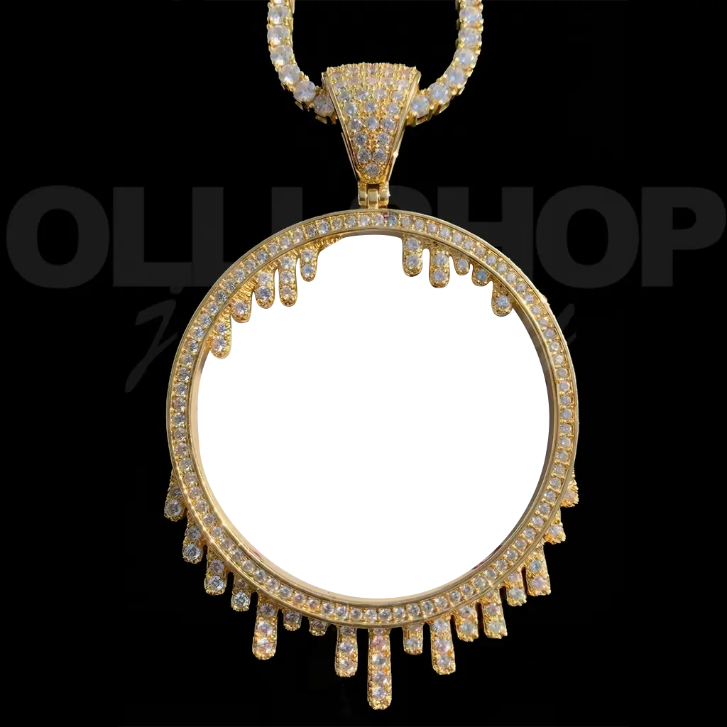 Golden Drip Frame Personalized Photo Necklace